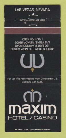 Matchbook Cover - Maxim Hotel Casino Las Vegas NV 30 Strike