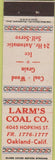 Matchbook Cover - Larm's Coal Oakland CA wood grain Midget