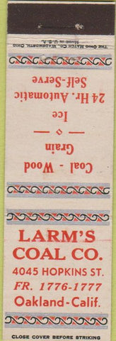 Matchbook Cover - Larm's Coal Oakland CA wood grain Midget