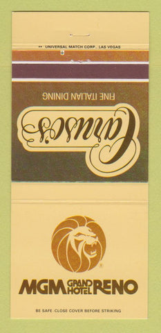 Matchbook Cover - MGM Grand Hotel Casino Reno NV Caruso's Italian 30 Strike