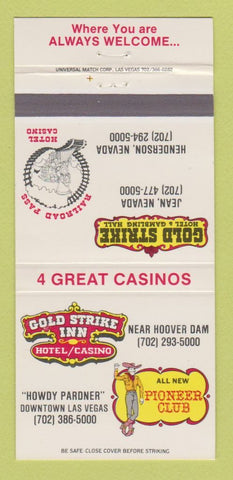 Matchbook Cover - Gold Strike Hotel CASino Jean NV Henderson Las Vegas 30 Strike