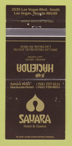 Matchbook Cover - Hacienda Hotel Casino Las Vegas NV WEAR 30 Strike