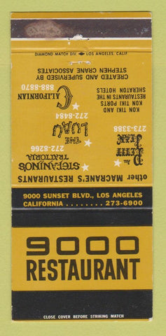 Matchbook Cover - 9000 Restaurant Los Angeles CA WEAR 30 Strike