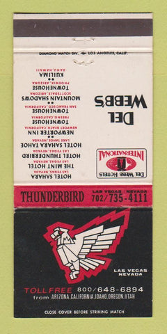 Matchbook Cover - Del Webb's Thunderbird Casino Las Vegas NV 30 Strike