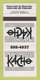 Matchbook Cover - Kacho Universite de Moncton NB 30 Strike