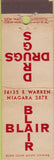 Matchbook Cover - Blair Drugs  Midget