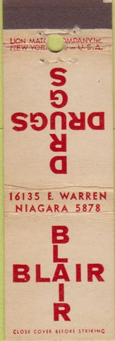 Matchbook Cover - Blair Drugs  Midget