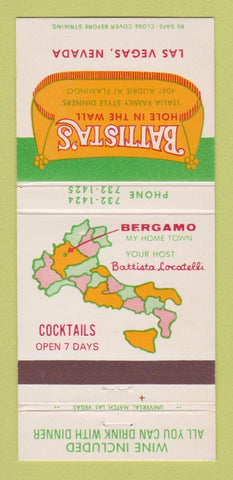 Matchbook Cover - Battista's Hole in the Wall Italian Las Vegas NV 30 Strike