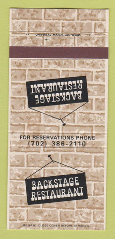 Matchbook Cover - Backstage Restaurant Union Plaza Casino Las Vegas NV 30 Strike