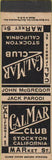 Matchbook Cover - Cal Mar Club Stockton CA SAMPLE Midget