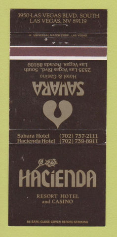 Matchbook Cover - Sahara Hotel Casino Hacienda Las Vegas NV WEAR 30 Strike