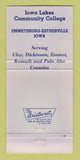 Matchbook Cover Lakes Community College Emmetsburg Esterville IA WEAR 30 Strike