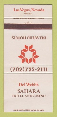 Matchbook Cover - Del Webb's Sahara Hotel Casino Las Vegas NV 30 Strike