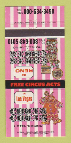 Matchbook Cover - Circus Circus Casino Las Vegas NV Reno 30 Strike