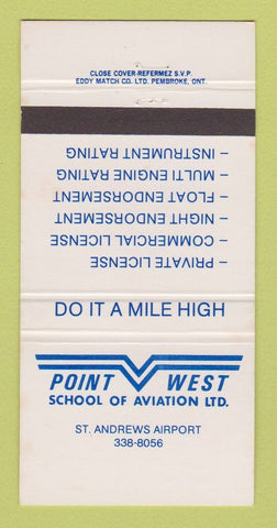 Matchbook Cover - Point West School of Aviation St Andrews Airport 30 Strike