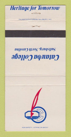 Matchbook Cover - Catawba College Salisbury NC 30 Strike
