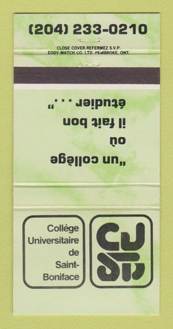 Matchbook Cover - St Boniface University College GREEN 30 Strike