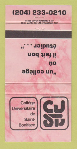 Matchbook Cover - St Boniface University College PINK 30 Strike
