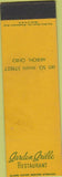 Matchbook Cover - Garden Grille Restaurant Akron OH SAMPLE Midget