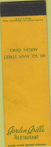 Matchbook Cover - Garden Grille Restaurant Akron OH SAMPLE Midget