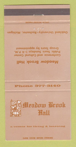 Matchbook Cover - Meadow Brook Hall Oakland University Rochester MI 30 Strike