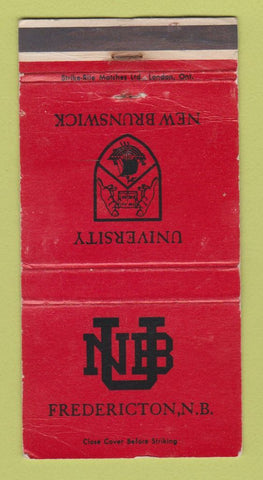 Matchbook Cover - University of New Brunswick Fredericton NB WORN 30 Strike