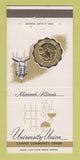 Matchbook Cover - Western Illinois University Macomb IL Union 30 Strike