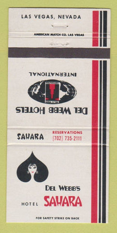 Matchbook Cover - Del Webb's Sahara Hotel Casino Las Vegas NV 30 Strike