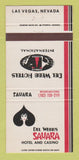 Matchbook Cover - Del Webb's Sahara Hotel Casino Las Vegas NV 30 Strike