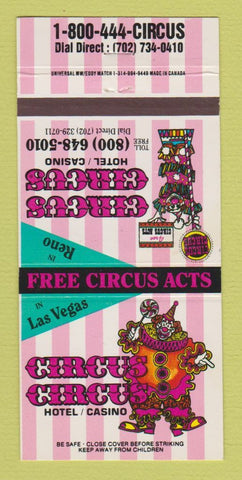 Matchbook Cover - Circus Circus Casino Las Vegas NV Reno 30 Strike