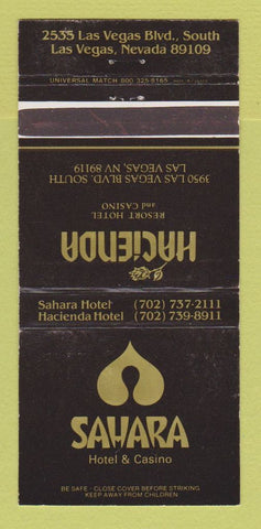 Matchbook Cover - Sahara Hotel Casino Hacienda Las Vegas NV 30 Strike