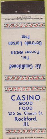 Matchbook Cover - Casino Restaurant Rockford IL Midget