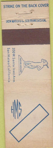 Matchbook Cover - Indian Mound San Mateo CA Midget