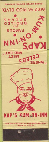 Matchbook Cover - Kap's Kum On Inn Los Angeles CA Midget