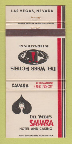 Matchbook Cover - Del Webb's Sahara Hotel Casino Las Vegas NV 30 Strike