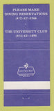 Matchbook Cover - University Club of Pittsburgh PA 30 Strike