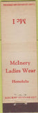 Matchbook Cover - MccInery Ladies clothes Honolulu HI Midget