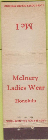 Matchbook Cover - MccInery Ladies clothes Honolulu HI Midget