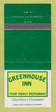 Matchbook Cover - Greenhouse Inn Columbia Charleston SC 30 Strike