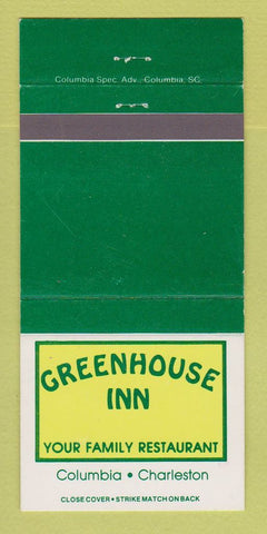Matchbook Cover - Greenhouse Inn Columbia Charleston SC 30 Strike