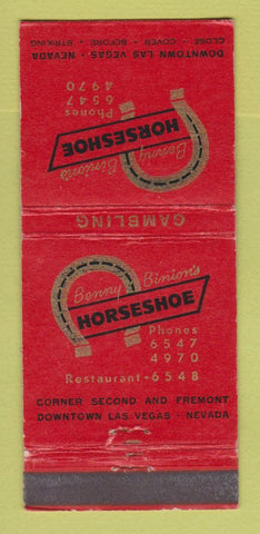 Matchbook Cover - Benny Binion's Horseshoe Casino Las Vegas NV 30 Stick