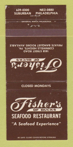 Matchbook Cover - Fisher's Seafood Philadelphia PA Cornwells Heights 30 Strike