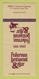 Matchbook Cover - Fisherman Restaurant Bar Fort Lauderdale FL 30 Strike
