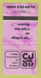 Matchbook Cover - St Boniface University College PURPLE 30 Strike
