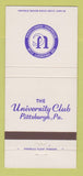 Matchbook Cover - University Club of Pittsburgh PA 30 Strike