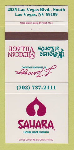 Matchbook Cover - Sahara Hotel Casino Las Vegas NV 30 Strike