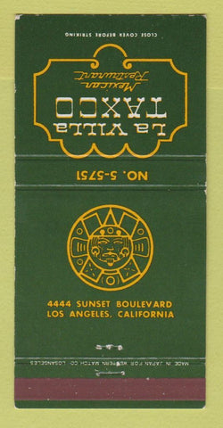Matchbook Cover - La Villa Taxco Mexican Restaurant Los Angeles CA 30 Strike