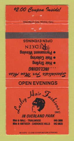 Matchbook Cover - Lasley Hair Salon Overland Park KS 30 Strike
