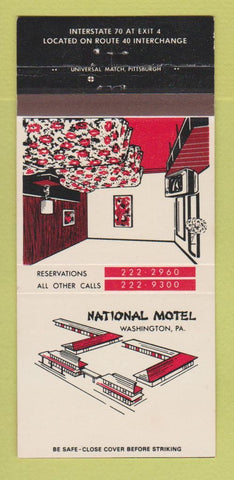 Matchbook Cover - National Motel Washington PA 30 Strike