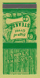 Matchbook Cover - Three Thieves Restaurant Colorado Springs 30 Strike